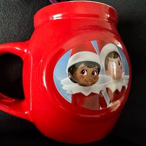 Festive Red Mug with Elf on the shelf Design EUC